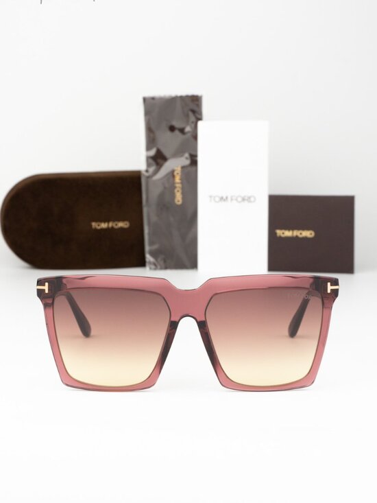 Tom Ford SABRINA-02 Women Sunglasses Bordeaux Gradient Square FT0764 69T NEW main image 5